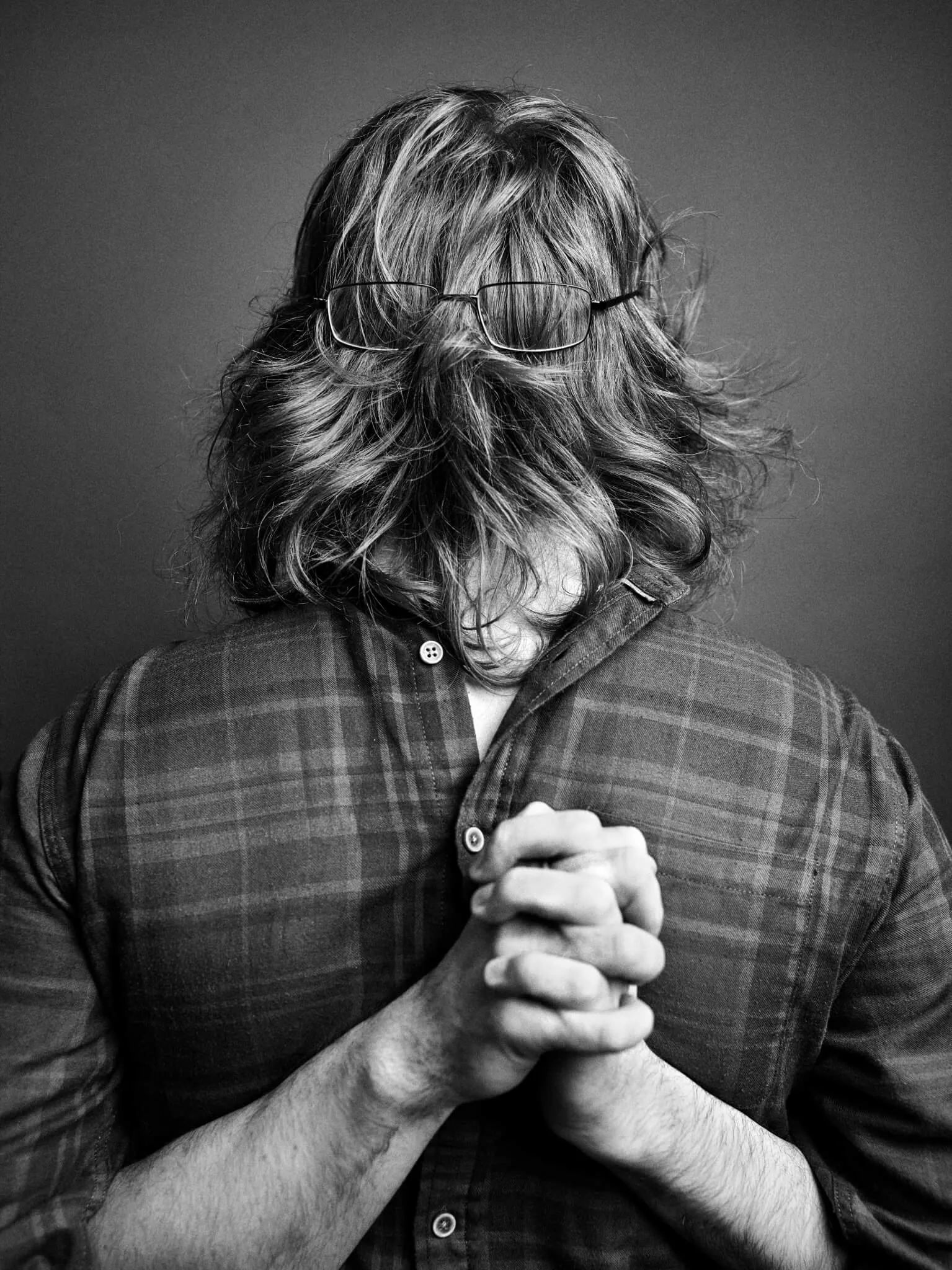 Chris Thomson, hidden entirely behind his own hair